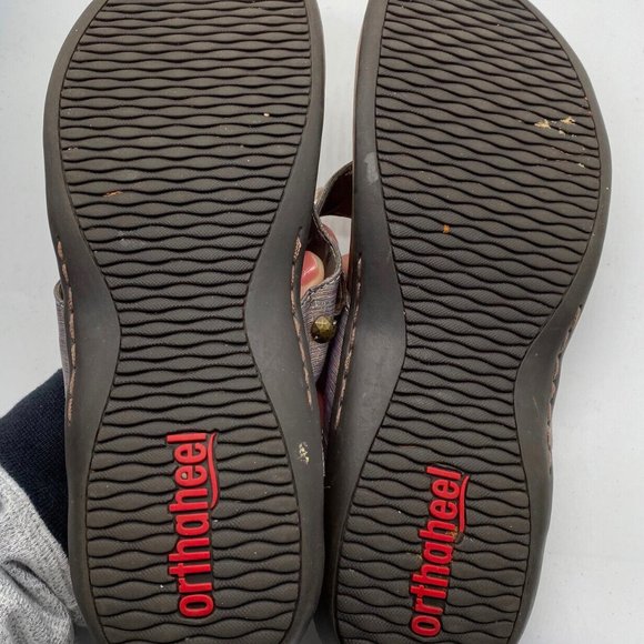 Vionic Orthaheel 8.5 / 9 Sandals Flip Flops Thongs Beaded Tan Brown Orthotic - Picture 5 of 5